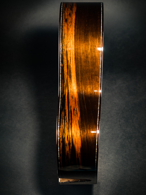 Top side view of the beautiful Brazilian rosewood