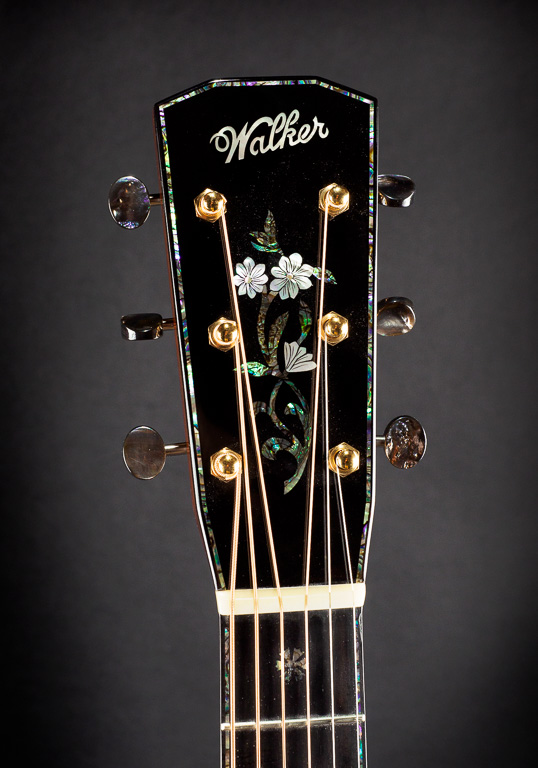 Blue paua headstock and fingerboard purfling